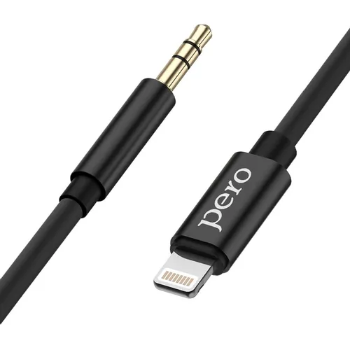 Кабель PERO MC-02, Lightning (m) - Jack 3.5 (m), 1м, черный [prmc-02l1mb]