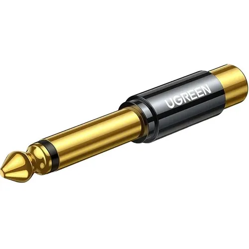 Адаптер аудио UGREEN AV169, Jack 6.3 (m) - RCA (f), 0.05м, GOLD, ф/фильтр, золотистый [80731]