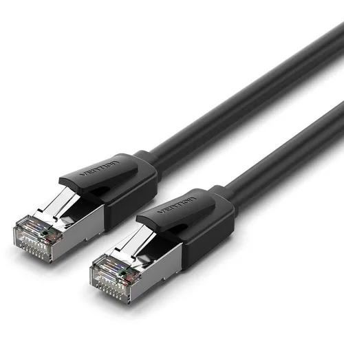 Патч-корд VENTION IKKBK литой (molded), S/FTP, кат.8, 8м, 4 пары, 28AWG, медь бескислородная, черный