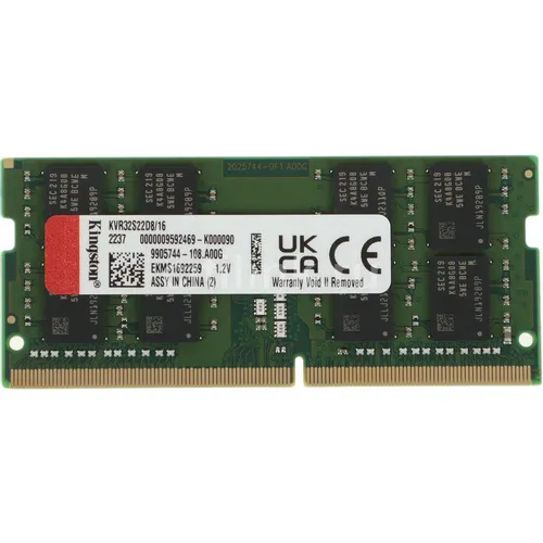 Оперативная память Kingston Valueram KVR32S22D8/16 DDR4 - 1x 16ГБ 3200МГц, для ноутбуков (SO-DIMM), Ret