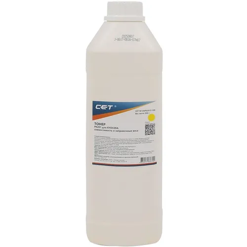 Тонер CET PK201, для Kyocera Ecosys P6030cdn/M6026cdn, желтый, 500грамм, бутылка