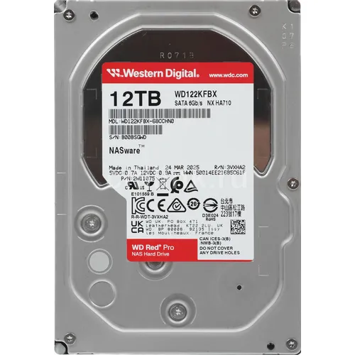 Жесткий диск WD Red Pro WD122KFBX, 12ТБ, HDD, SATA III, 3.5"