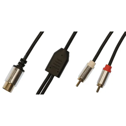 Кабель соединительный аудио PREMIER 5-353 1.5, DIN 5-pin (m) - 2хRCA (m), медный, 1.5м, GOLD, черный/серый