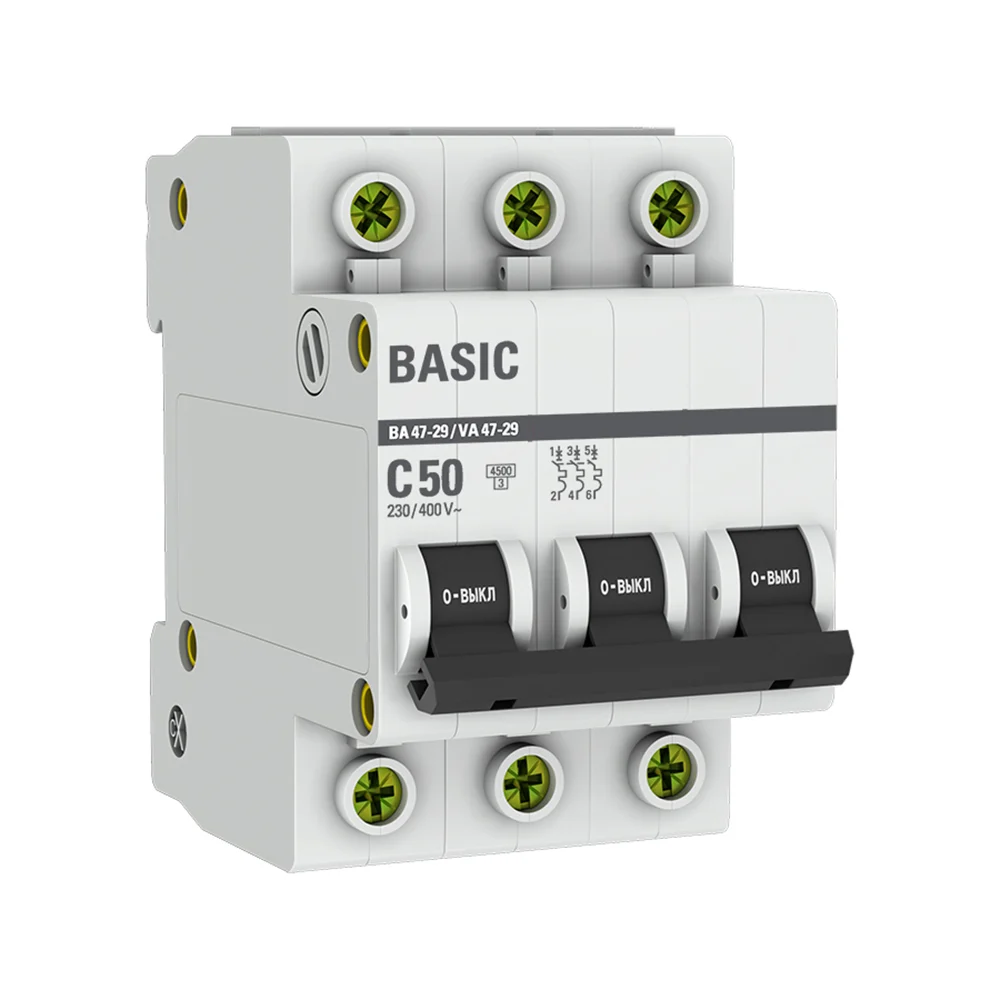 Трехполюсный автомат EKF ВА47-29 50А С mcb4729-3-50C