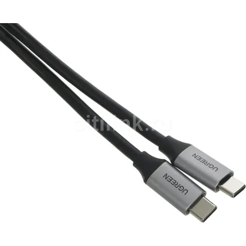 Кабель UGREEN US161, USB Type-C (m) - USB Type-C (m), 1.5м, 3A, серый / черный [50751]