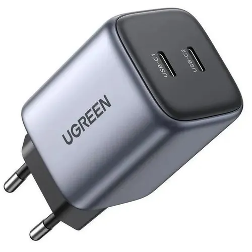 Сетевое зарядное устройство UGREEN CD294, 2xUSB-C, 45Вт, 3A, серый [90573]