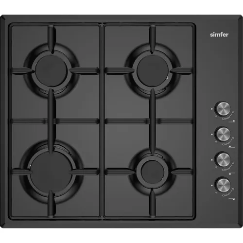 Газовая варочная панель Simfer H60Q40B025, 4 конфорки, эмалированная сталь, черный