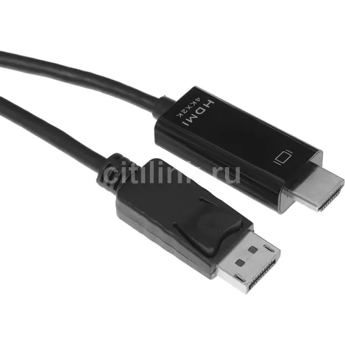 Кабель KINGPRICE KP-DP1.2-HD2.0-1.5m, DisplayPort (m) (прямой) - HDMI (m) (прямой), GOLD , круглое, 1.5м, черный