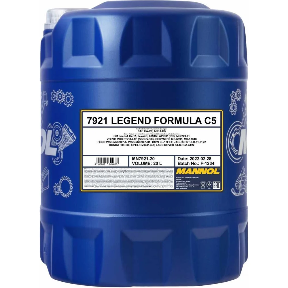 Синтетическое моторное масло MANNOL LEGEND FORMULA C5, 0W20 792120