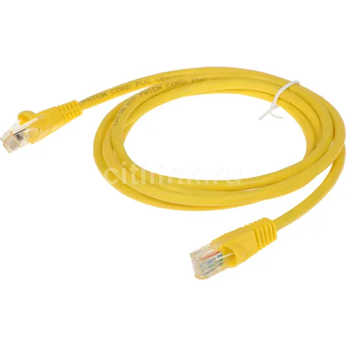 Патч-корд Buro UTP-5E-1,5M-Y литой (molded), UTP, кат.5E, 1.5м, 4 пары, 26AWG, алюминий омедненный, многожильный, желтый