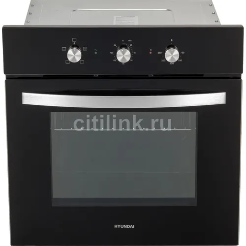Духовой шкаф электрический Hyundai HEO 6630 BG, 60л, дверца с 2 стеклами, черный/серебристый