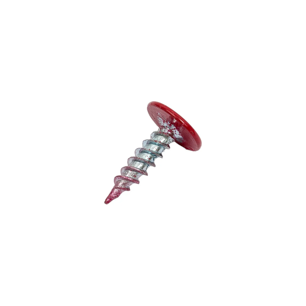 Острый саморез с прессшайбой качественный крепеж 4,2/16 RAL3003 красный рубин (250 шт.) 0200299
