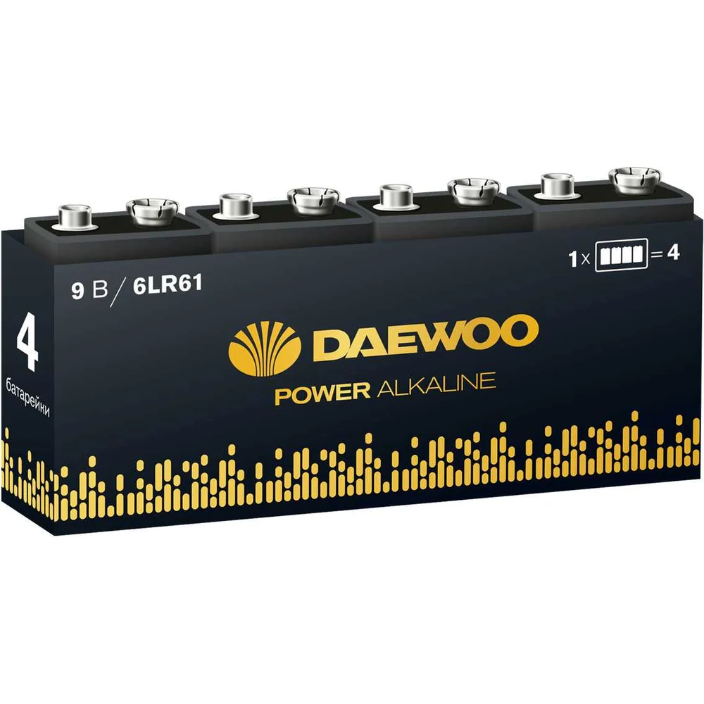 Алкалиновая батарейка DAEWOO 6LR61 Power Alkaline Pack-4 5046559