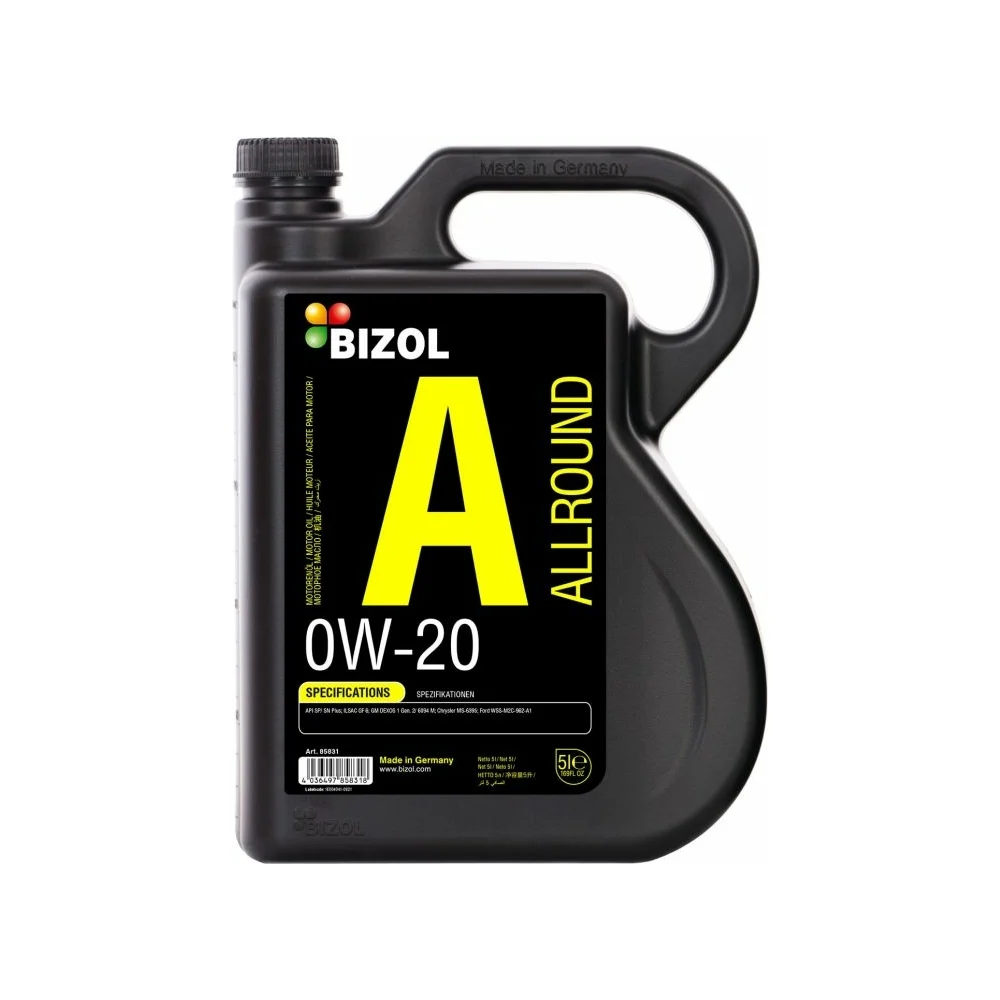 НС-синтетическое моторное масло Bizol Allround 0W-20, SP, GF-6A 85831
