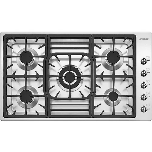 Газовая варочная панель SMEG Classica PGF95-4, 5 конфорок, нержавеющая сталь, серебристый