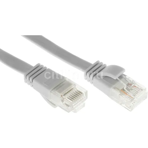Патч-корд Buro Flat литой (molded), UTP, кат.5E, 0.5м, 4 пары, медь, многожильный, серый, плоский (flat)