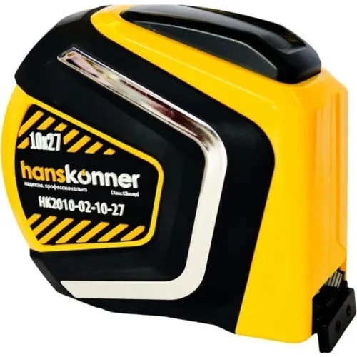 Рулетка строительная HANSKONNER HK2010-02-10-27, 10м x27мм, с автостопом, с магнитным зацепом