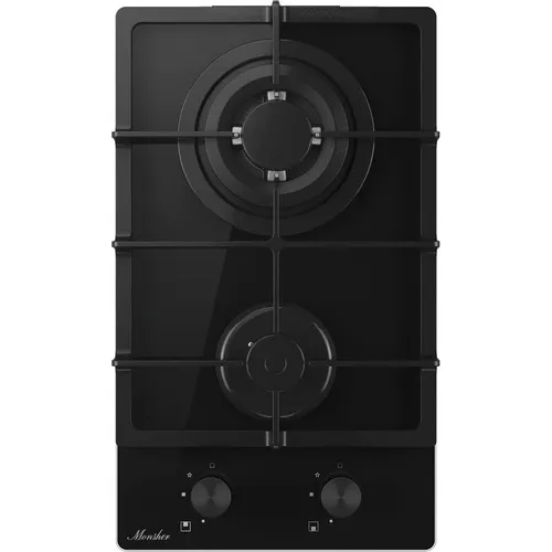 Газовая варочная панель MONSHER Hi-tech MGG 33 Noir, 2 конфорки, закаленное стекло, черный