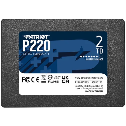 SSD накопитель Patriot P220 P220S2TB25 2ТБ, 2.5", SATA III, SATA