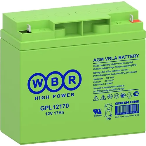 Аккумуляторная батарея WBR GPL12170 для ИБП, 12В, 17Ач [gpl12170 wbr]