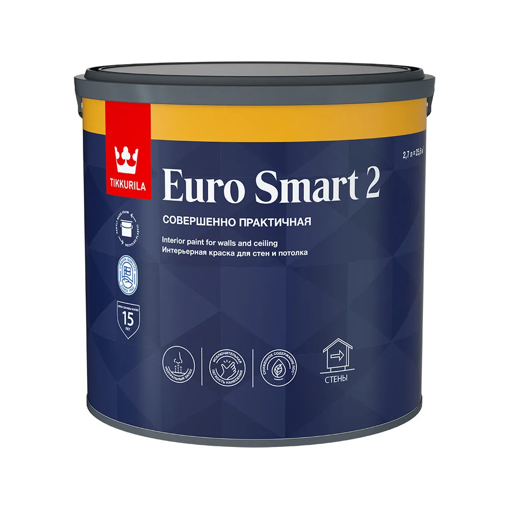 Интерьерная краска для стен и потолка Tikkurila EURO SMART 2 700001103