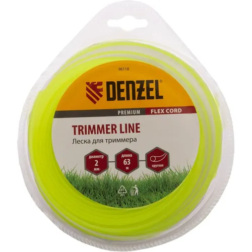 Леска для садовых триммеров DENZEL 96118, 2мм, 63м