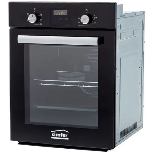 Духовой шкаф электрический Simfer B4EB56016, 49л, дверца с 2 стеклами, черный/нержавеющая сталь