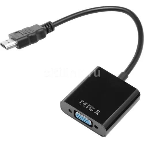 Переходник аудио-видео PREMIER 5-983, HDMI (m) - VGA (f), Jack 3.5 (f), 0.15м, черный