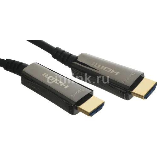 Кабель аудио-видео Digma HDMI 2.0 AOC, HDMI (m) - HDMI (m), ver 2.0, 30м, GOLD, черный [bhp aoc 2.0-30]