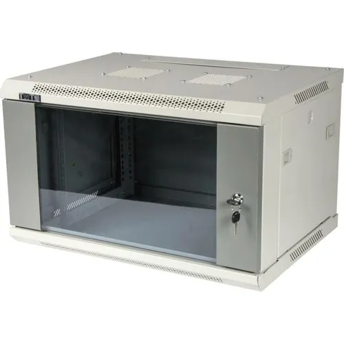 Шкаф коммутационный LanMaster PRO TWT-CBWPG-4U-6X4-GY настенный, стеклянная передняя дверь, 4U, 600x279x450 мм