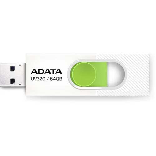 Флешка USB A-Data UV320 64ГБ, USB3.2, белый и зеленый [auv320-64g-rwhgn]