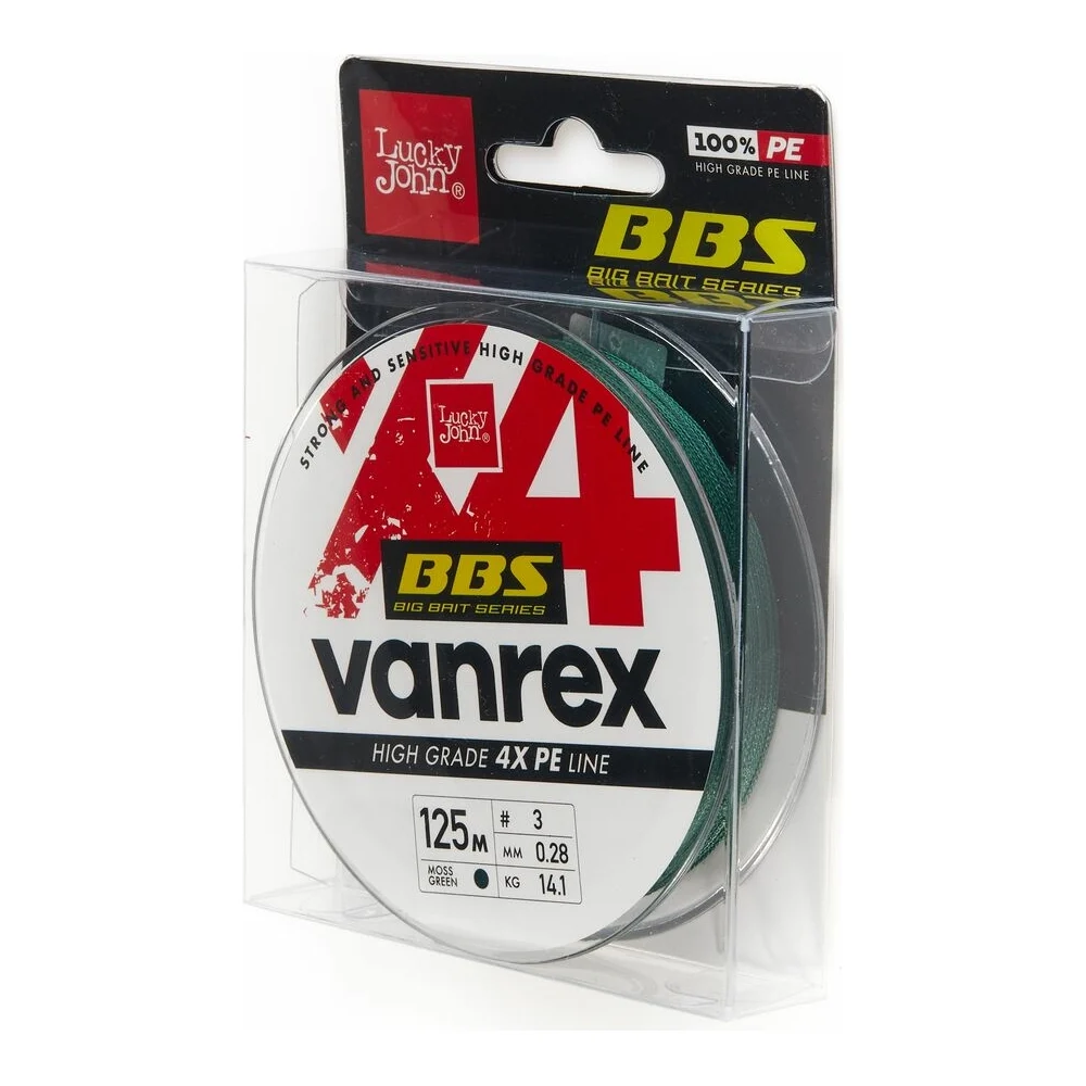 Плетеная леска Lucky John Vanrex BBS х4 BRAID Moss Green 125/028 LJ4114-028