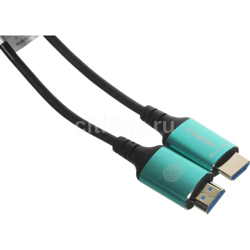 Кабель аудио-видео Cactus CS-HDMI-AOC-2.1-20, HDMI (m) - HDMI (m), ver 2.1, 20м, GOLD, черный