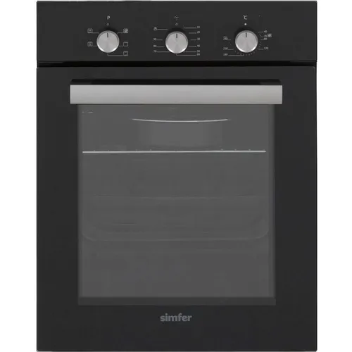 Духовой шкаф электрический Simfer B4EB16016, 49л, дверца с 2 стеклами, черный/нержавеющая сталь