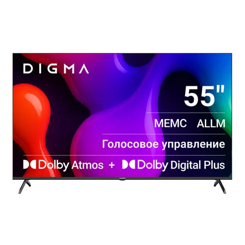 55" Телевизор Digma DM-LED55UQB31 QLED, 4K Ultra HD, СМАРТ ТВ, Google TV, черный