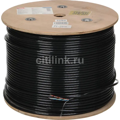 Кабель сетевой Buro BU-CCA-050-OUTDOOR UTP, кат.5E, 305м, 4 пары, 0.50мм, алюминий омедненный, одножильный, черный