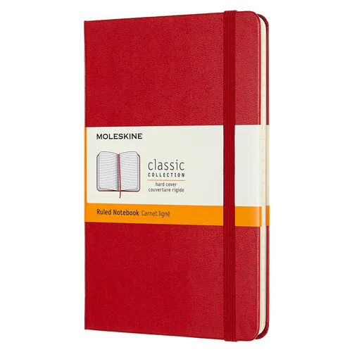 Блокнот Moleskine Classic, 208стр, в линейку, твердая обложка, красный [qp050f2]