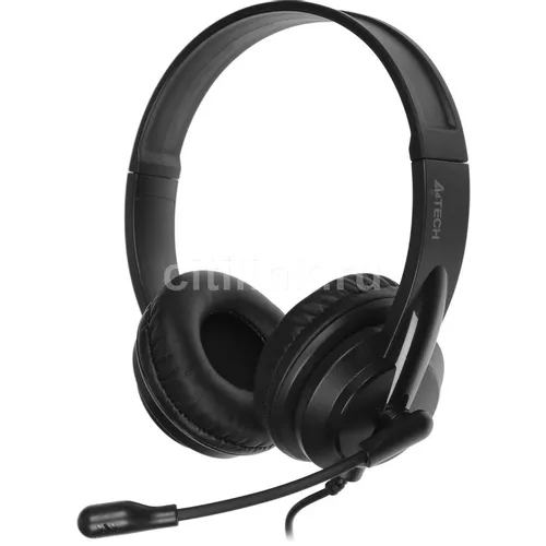 Гарнитура A4TECH HS-10, для контактных центров, накладные, проводные, черный / белый [hs-10/3.5mm plug/black]