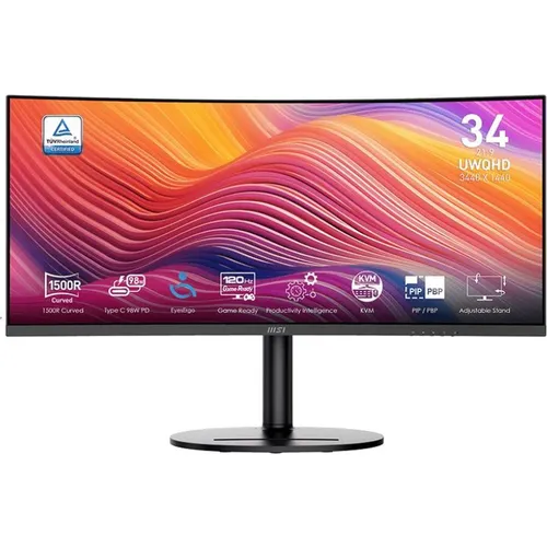34" Монитор MSI Modern MD342CQP, 3440x1440, VA, 120Гц, 2хHDMI, 1хDP, изогнутый, черный [9s6-3pc59h-043]