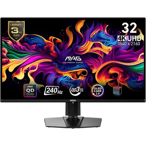 31.5" Монитор MSI Mag 321UPX, 3840x2160, QD OLED, 240Гц, 2хHDMI, 1хDP, черный [9s6-3dd39t-032]