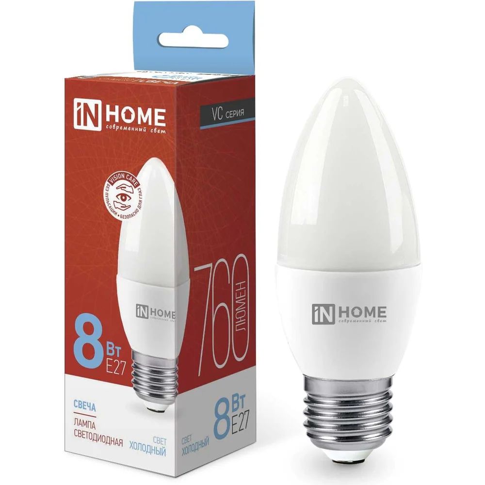 Светодиодная лампа IN HOME LED-СВЕЧА-VC 4690612024820