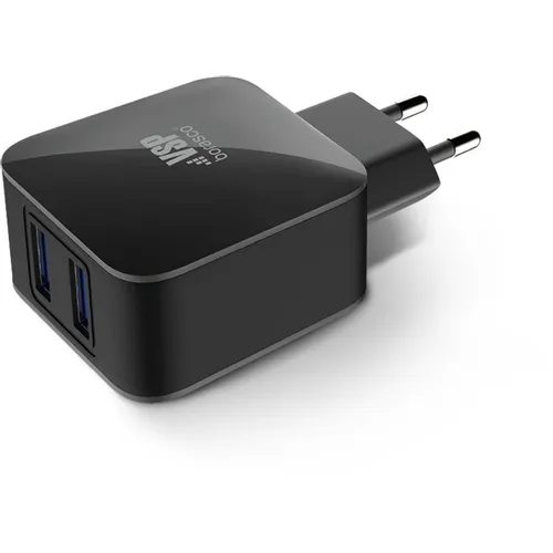 Сетевое зарядное устройство BORASCO 2xUSB-A, 2.1A, черный [20648]