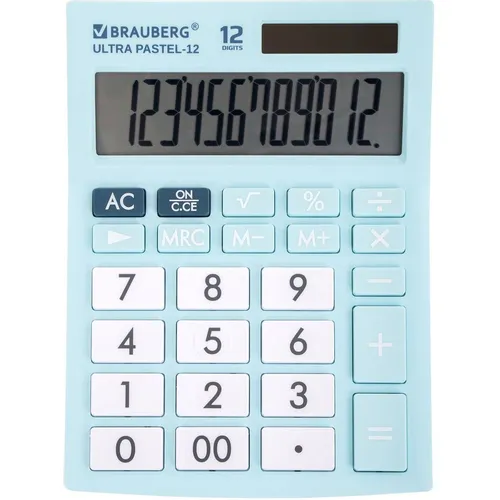 Калькулятор BRAUBERG Ultra, 12-Lb, 12-разрядный, голубой
