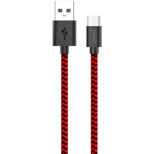 Кабель PERO DC-04, USB Type-C (m) - USB (m), 2м, 3A, красный / черный [prdc-04tc2mrb]