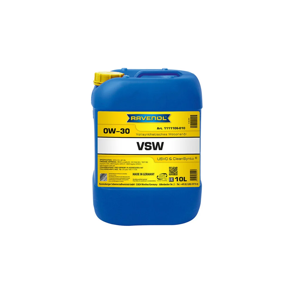Моторное масло RAVENOL VSW SAE 0W-30, 10 л 1111106-010-01-999