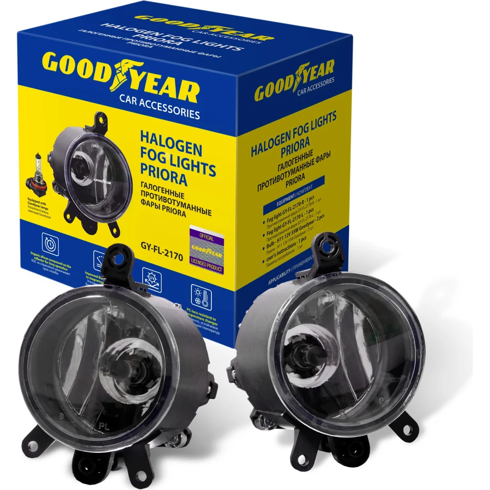 Галогенные противотуманные фары Priora Goodyear GY-FL-2170-R GY019003