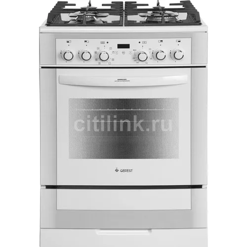 Газовая плита GEFEST ПГЭ 6502-03 0242, электрическая духовка, без крышки, чугун, белый