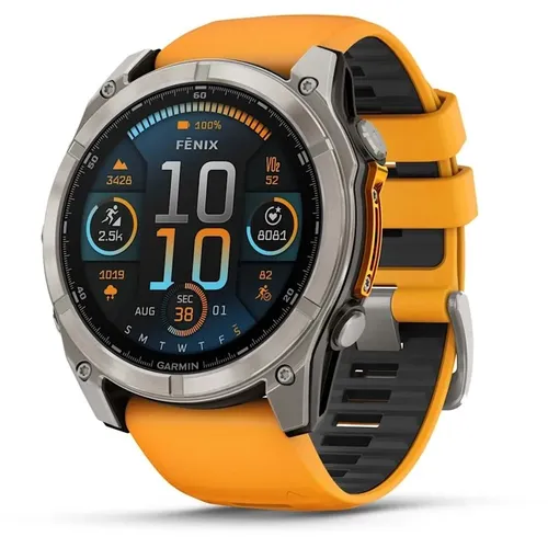 Смарт-часы Garmin Fenix 8 Sapphire AMOLED, 51мм, 1.4", оранжевый/серый