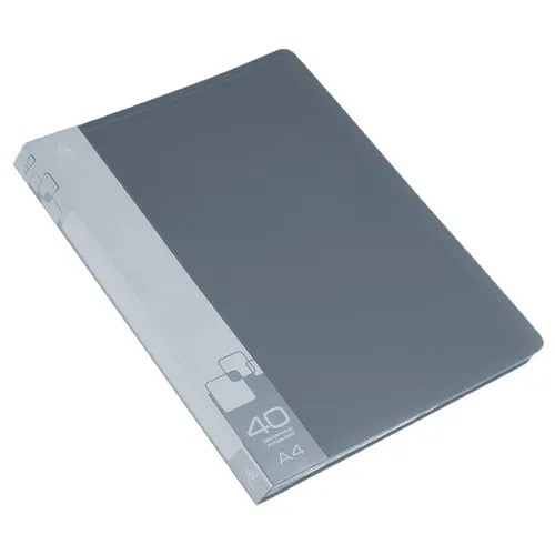 Папка Бюрократ -BPV40GREY, 40шт вкладышей, A4, пластик, 0.65мм, серый 25 шт./кор.