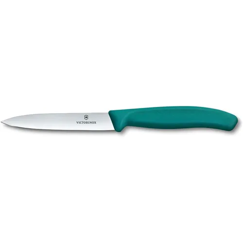 Нож кухонный Victorinox Swiss Classic, универсальный, для чистки овощей и фруктов, 100мм, заточка прямая, стальной, зеленый [6.7704.c1]